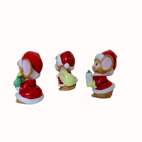 Homco Christmas Mouse Figurines Set Of 3 Anthropomorphic VTG Retro Holiday Decor - Picture 9 of 15